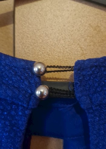 Siyah ve Mavi Uzun Abiye Elbise - Görsel 8