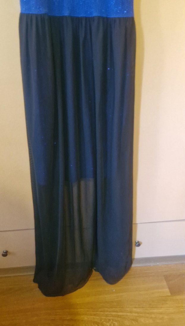 Siyah ve Mavi Uzun Abiye Elbise - Görsel 4