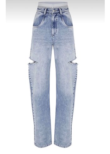 Sagaza Madrid Yikamali Acik Mavi Yuksek Bel Denim Jean Sagaza
