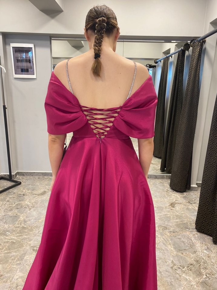 Parlak Kumaş Abiye Elbise - Görsel 3