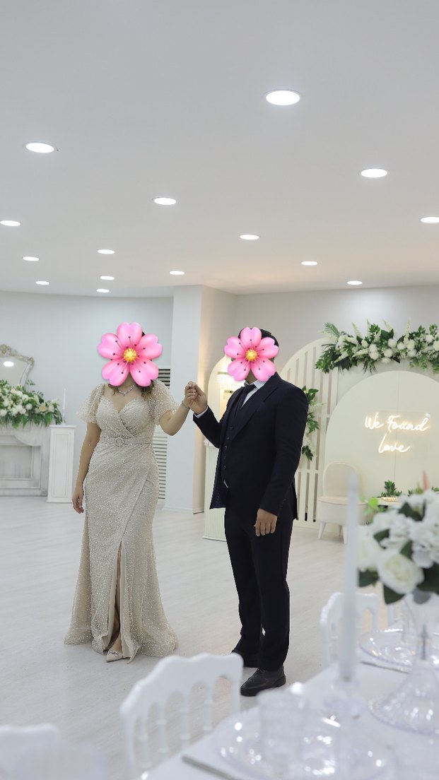 Simli Kayık Yaka Uzun Abiye Elbise - Görsel 2