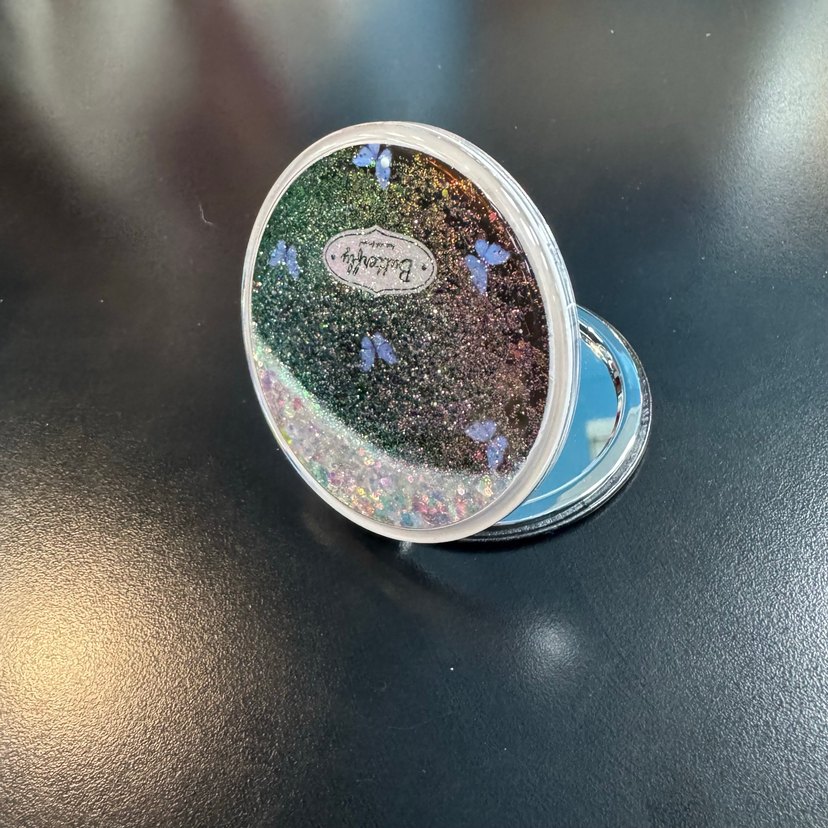 Yeşil Parlak Oval Cep Aynası - Görsel 2