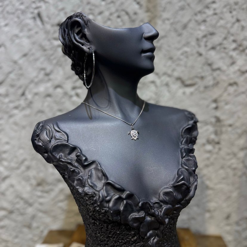 Gri Kısa Zincirli Kaplumbağa Kolye - Görsel 3