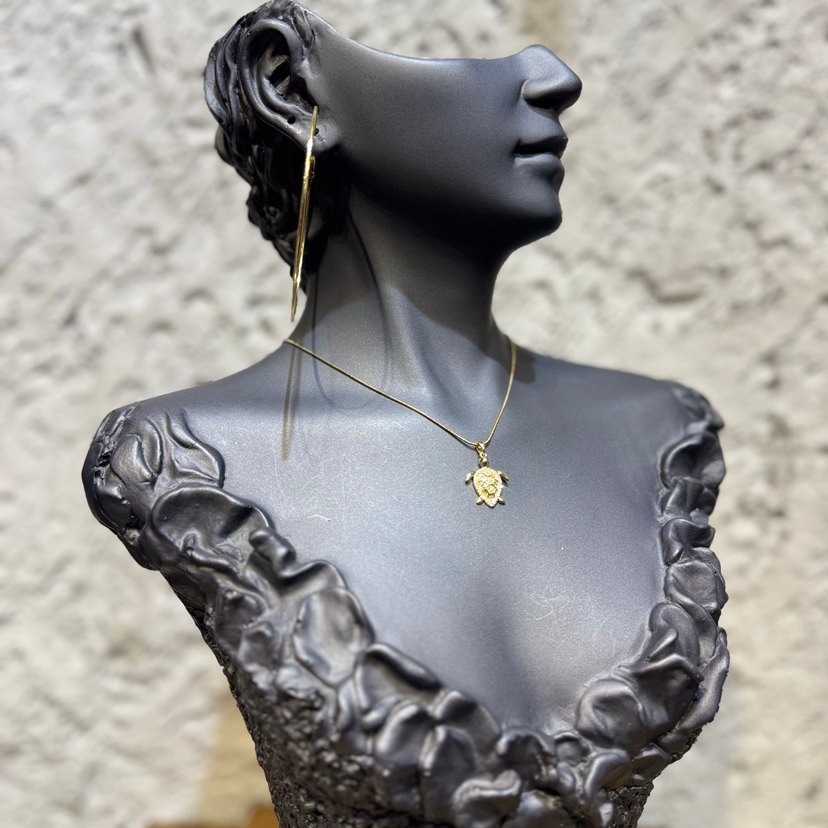 Altın Renk Mini Kaplumbağa Kolye - Görsel 3