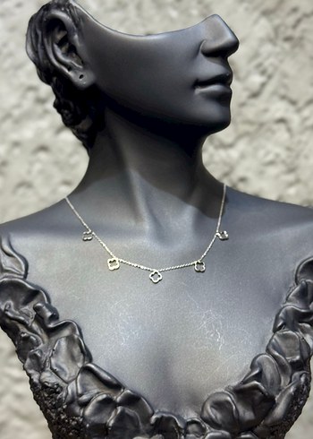 Gri Zincir Detaylı Kadın Kolye - Görsel 2