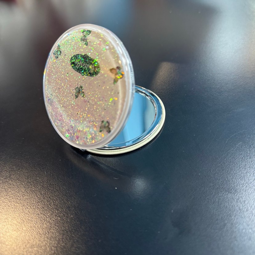 Işıltılı Beyaz Pudra ayna - Görsel 3