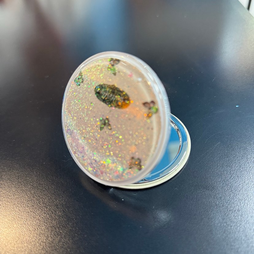 Işıltılı Beyaz Pudra ayna - Görsel 2