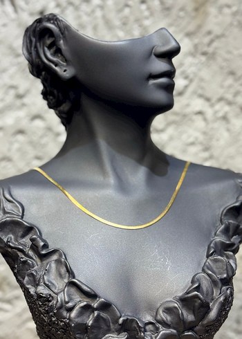 Altın Renkli Zincir Detaylı Midi Kolye - Görsel 2