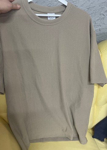Bej Oversize Kısa Kollu Basic Tişört