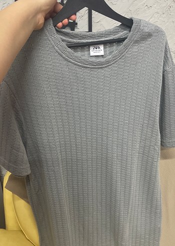 Gri Örgü Dokulu Keten Erkek Tişört