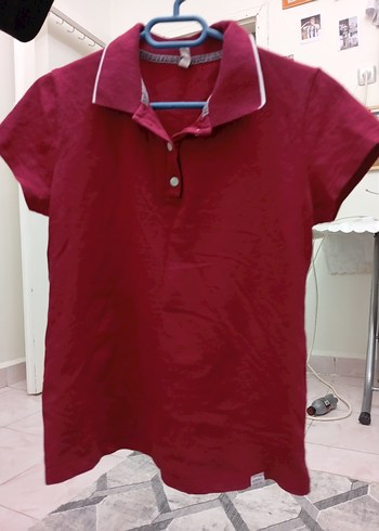 Bordo Kız Çocuk Polo Yaka Tişört