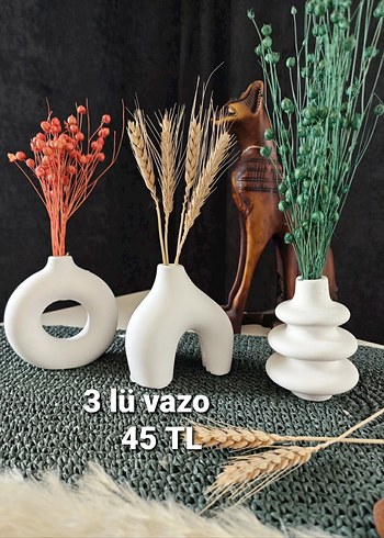 Beden 3 lü minimal vazo boyasız boyalı vernikli sipariş verebilirsiniz