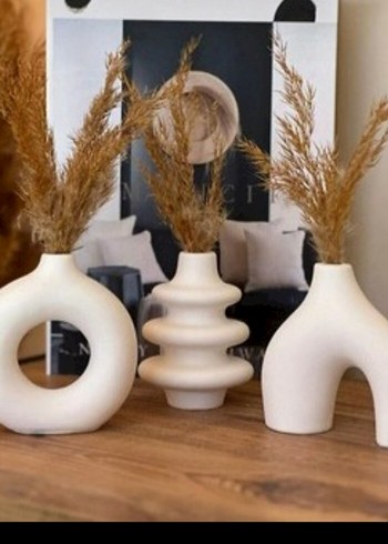 Beden beyaz Renk 3 lü minimal vazo boyasız boyalı vernikli sipariş verebilirsiniz