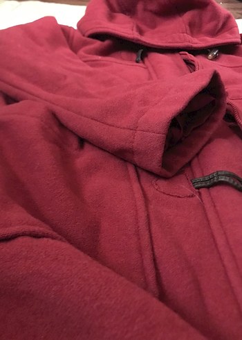 Benetton Bordo Midi Düğmeli Kadın Kabanı