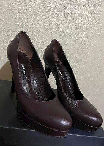 Kadın Bordo Deri Platform Topuklu - Görsel 2