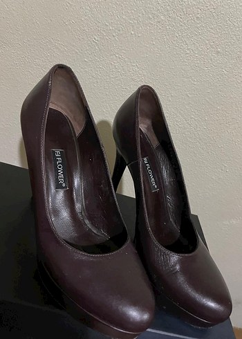 Kadın Bordo Deri Platform Topuklu - Görsel 3