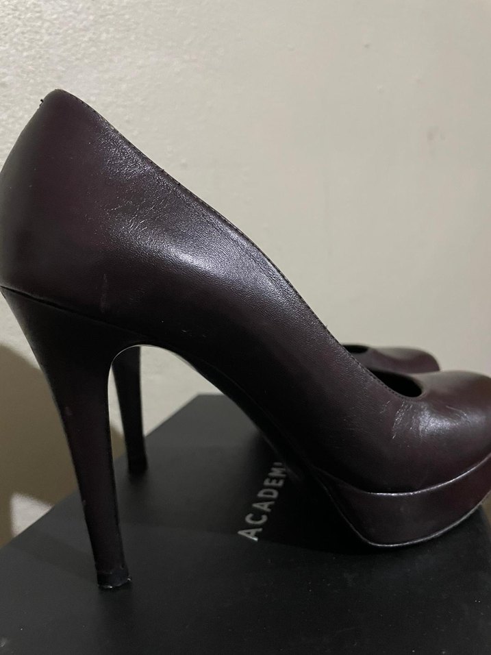 Kadın Bordo Deri Platform Topuklu - Görsel 4