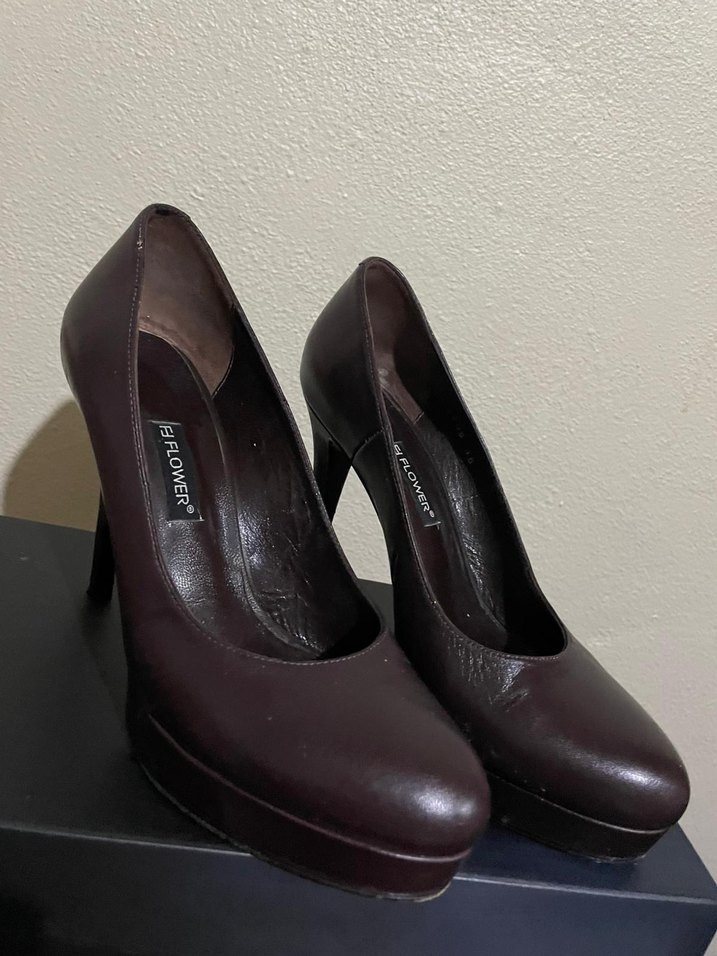 Kadın Bordo Deri Platform Topuklu - Görsel 2