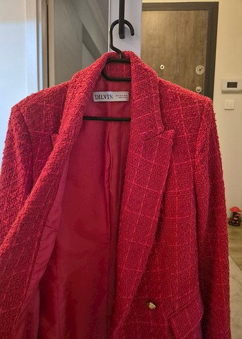 36 Beden kırmızı Renk Dilvin Kırmızı Tüvit Blazer Ceket