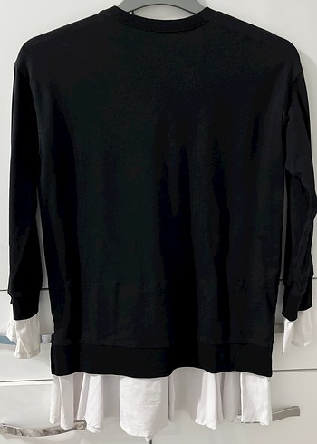 xs Beden Siyah Kadın Uzun Kollu Salaş Sweatshirt