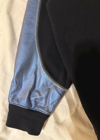 xl Beden siyah Renk Nike Kapüşonlu, mavi yaldız detaylı Siyah Sweatshirt