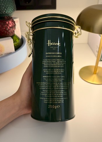  Beden Harrods Altın Detaylı Koyu Renkli Metal Saklama Kutusu