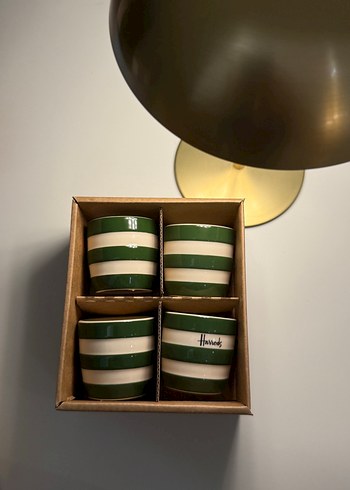 Harrods Yeşil ve Beyaz Çizgili 4'lü yumurtalık