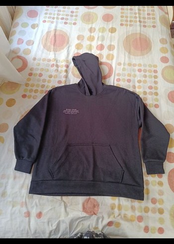 siyah Kapüşonlu Salaş Kadın Sweatshirt