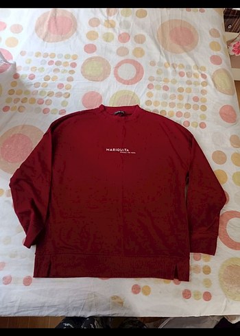 Bordo Kadın Sweatshirt, Uzun Kollu, Rahat Kesim