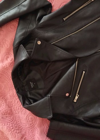 Kadın Siyah Deri Biker Ceket