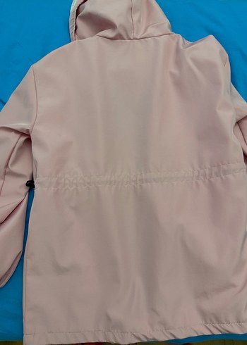 Diğer Pembe Midi Kadın Ceket yagmurluk Kapüşonlu Fermuarlı