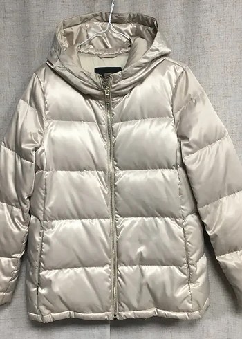 Massimo Dutti Bej Kapüşonlu Kadın Şişme Mont