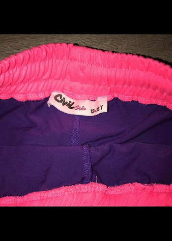 Pembe Elastik Bel Spor Mini Şort - Görsel 3