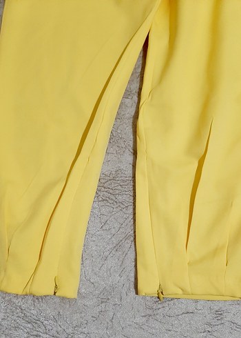 Sarı Kadın Midi Kumaş Pantolon - Görsel 3