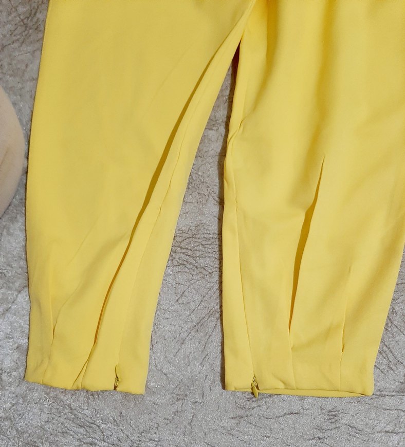 Sarı Kadın Midi Kumaş Pantolon - Görsel 3