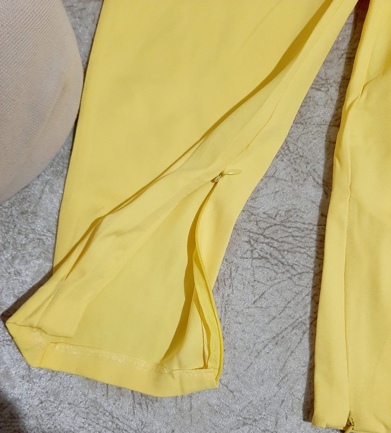 Sarı Kadın Midi Kumaş Pantolon - Görsel 4