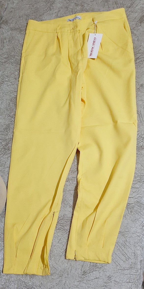 Sarı Kadın Midi Kumaş Pantolon - Görsel 2