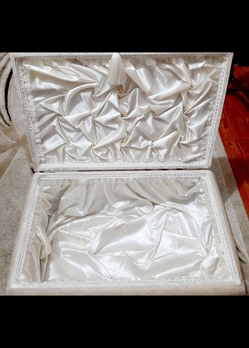 Gri Kadife Makyaj Organizeri çeyiz sandığı seti - Görsel 5