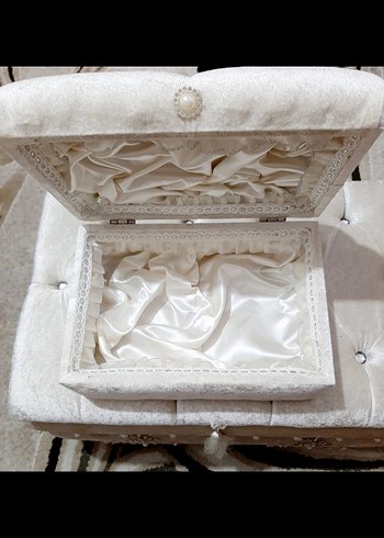 Gri Kadife Makyaj Organizeri çeyiz sandığı seti - Görsel 6