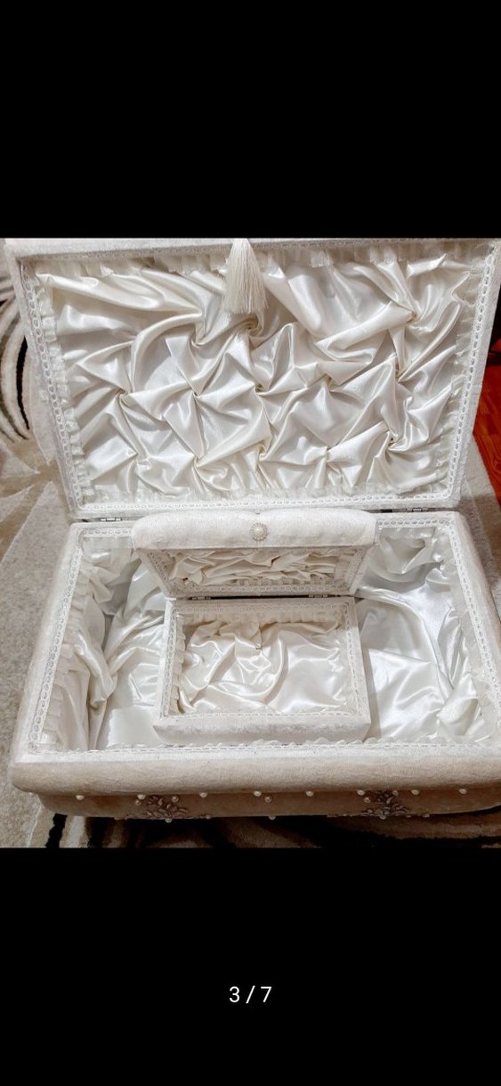 Gri Kadife Makyaj Organizeri çeyiz sandığı seti  - Görsel 2