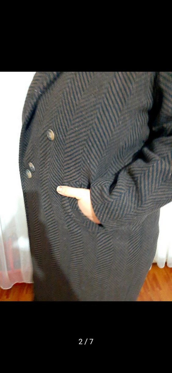 Kahverengi Uzun Yün Düğmeli Erkek Kaban - Görsel 3