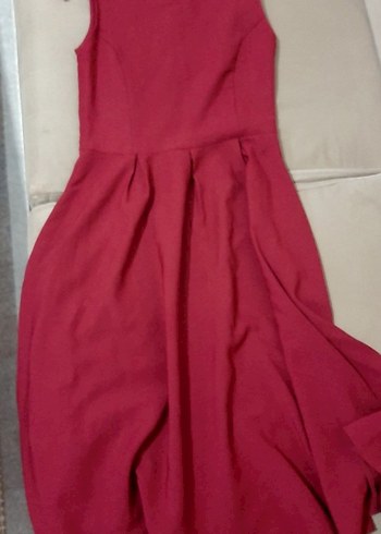 38 Beden Bordo Midi Kolsuz Modern Klasik Elbise