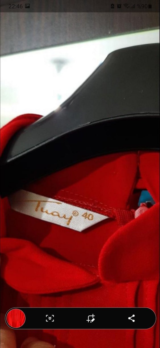 Düğmeli Kırmızı Uzun Kollu Kadın Elbise - Görsel 5