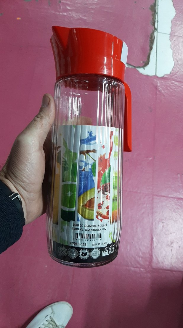 Renkli Saplı Cam Sürahi 1500cc - Görsel 2