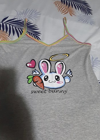 Bayan Gri V Yakalı Baskılı - Görsel 2