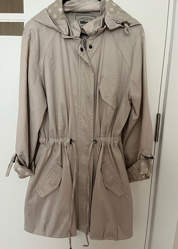 Bej Midi Kadın Trençkot, Kemerli, Gevşek Kesim - Görsel 3