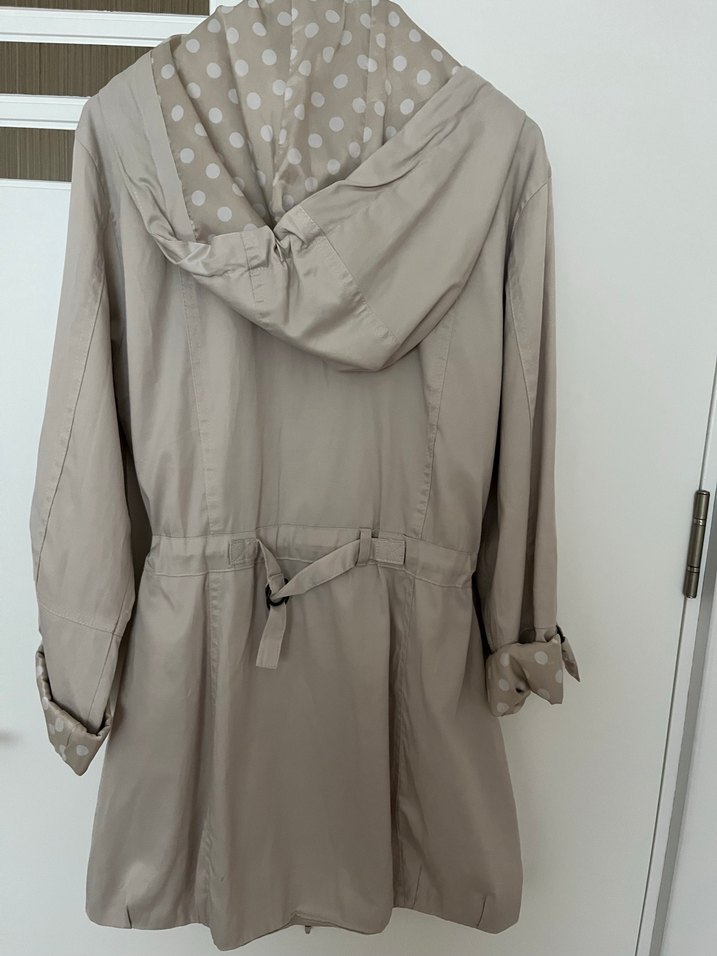 Bej Midi Kadın Trençkot, Kemerli, Gevşek Kesim - Görsel 2