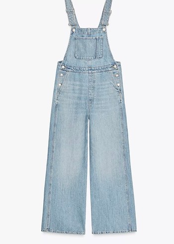 ZARA Kadın Mavi Rahat Kesim Denim Tulum - Görsel 2