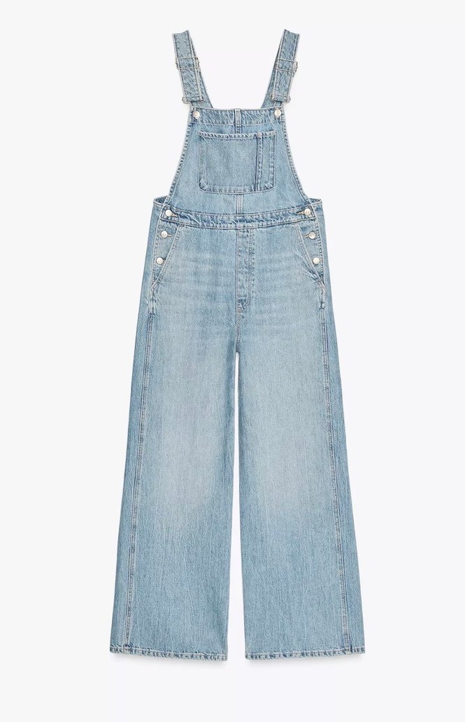 ZARA Kadın Mavi Rahat Kesim Denim Tulum - Görsel 2