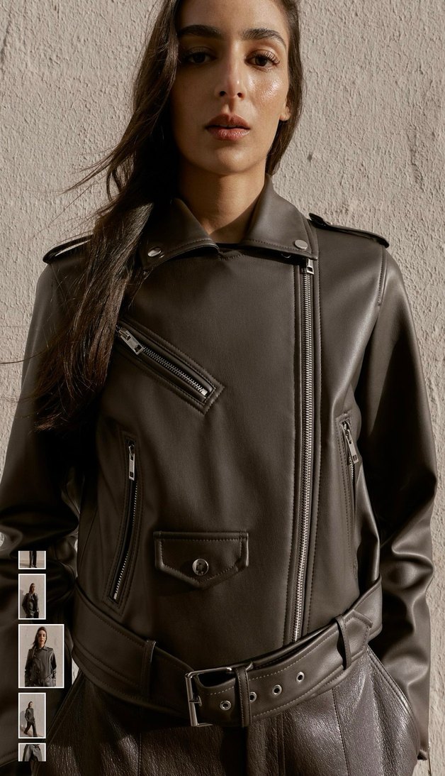 ZARA Siyah Deri Biker Ceket - Görsel 2